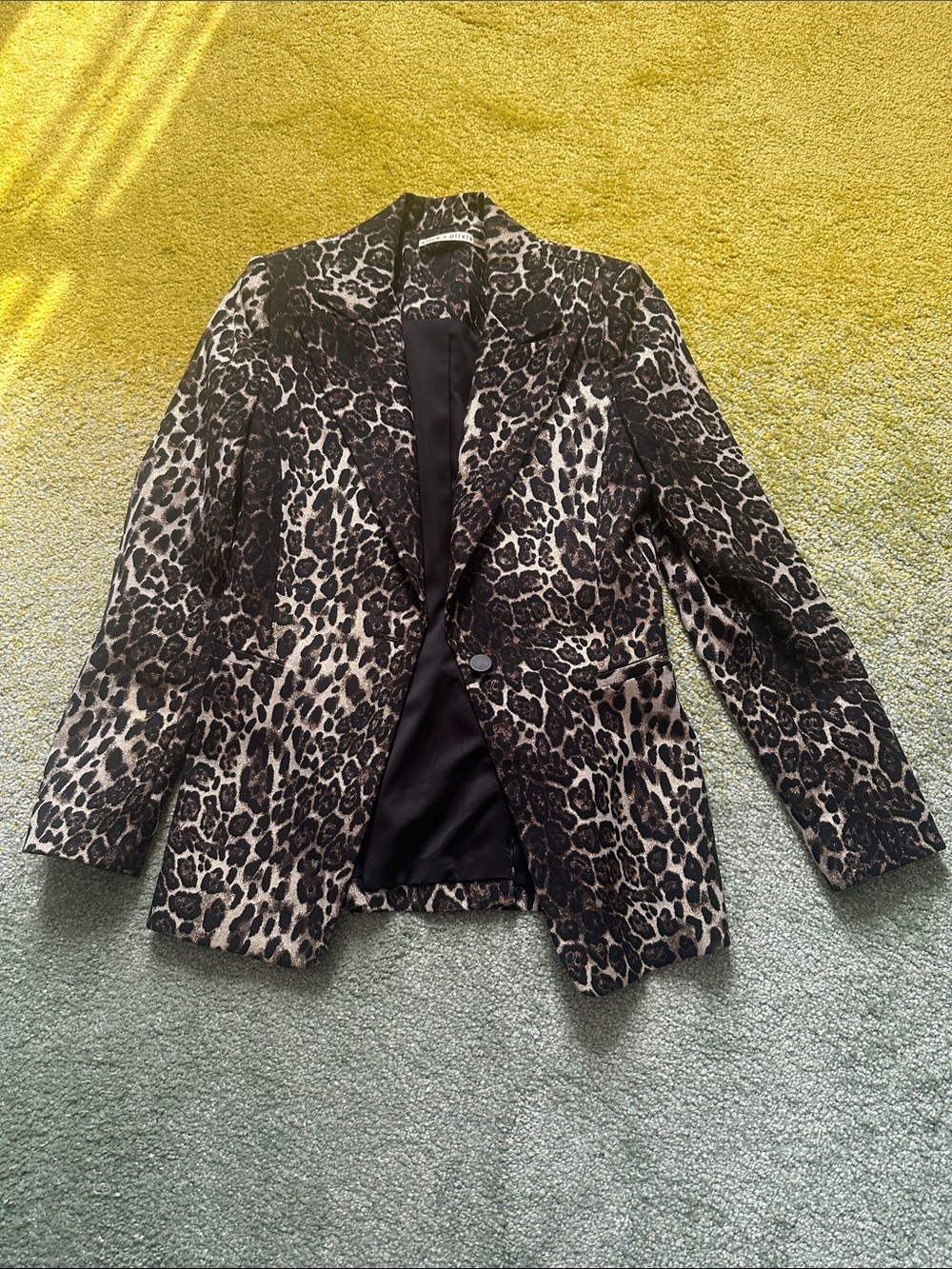 Alice + Olivia Leopard-Print Blazer in Black and Cream